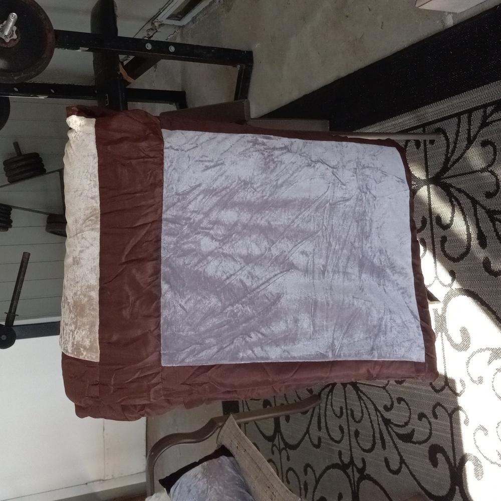Queen Velvet Comforter Set in Neutral Tones - Picture 7 of 8